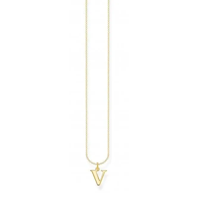 Gold Plated Letter V Necklace KE2031-413-39-L45V Thomas Sabo Necklaces