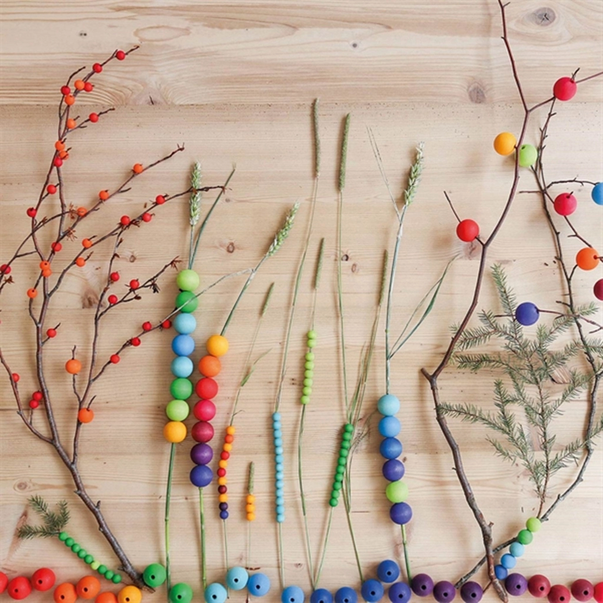 GRIMMS Wooden Beads Large 36 pcs Rainbow
