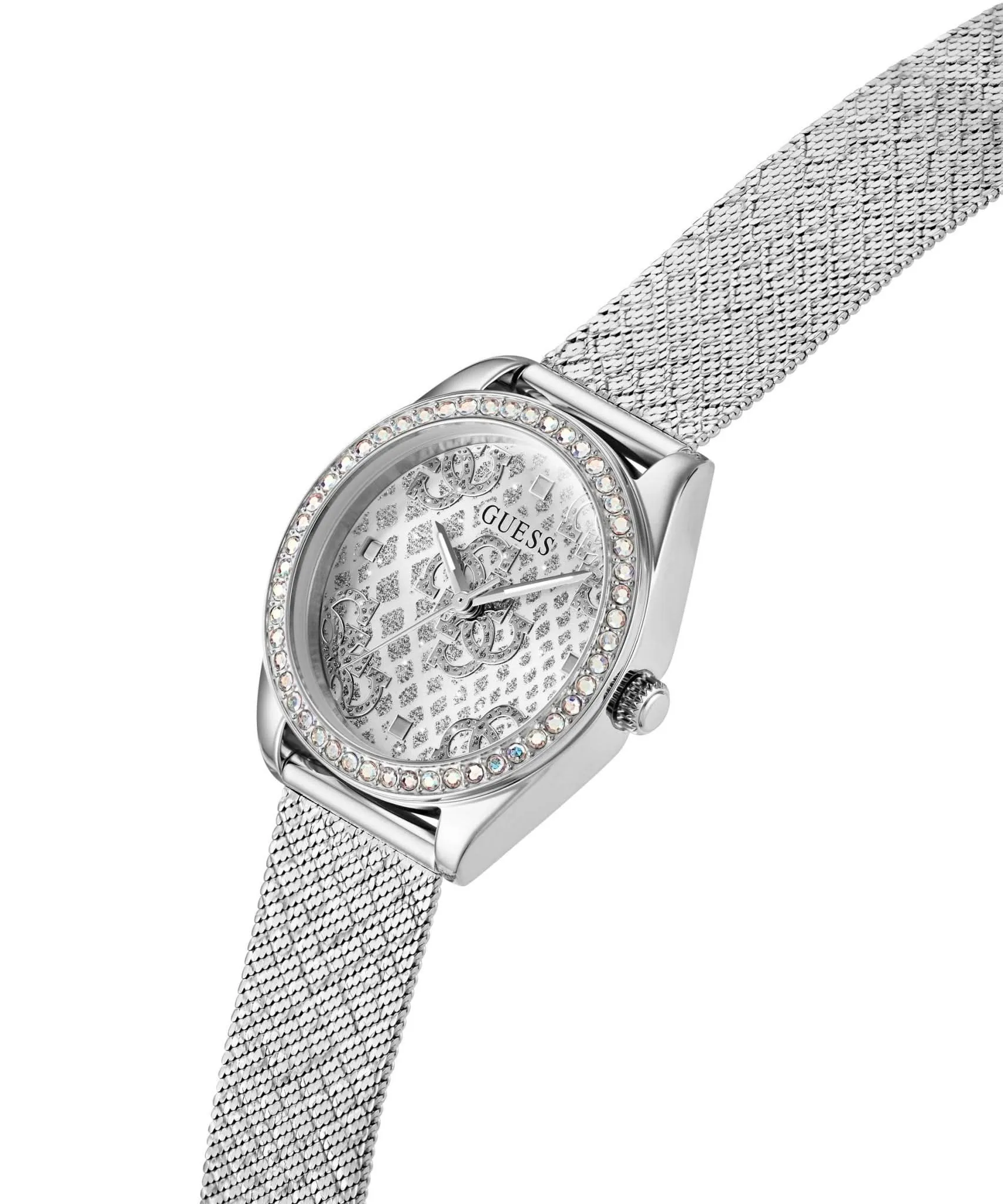 Guess Ladies Boa Silver Tone Mesh Watch GW0748L1