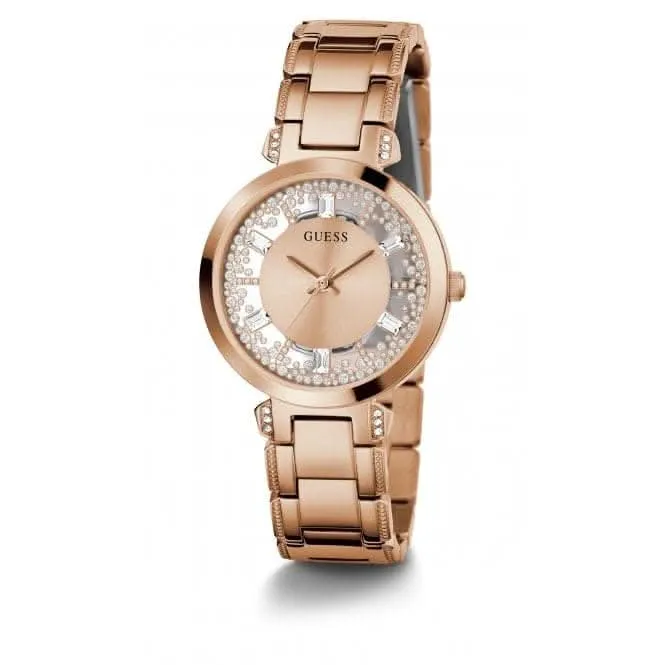 Guess Ladies Crystal Clear Stainless Steel Rose Gold Watch GW0470L3