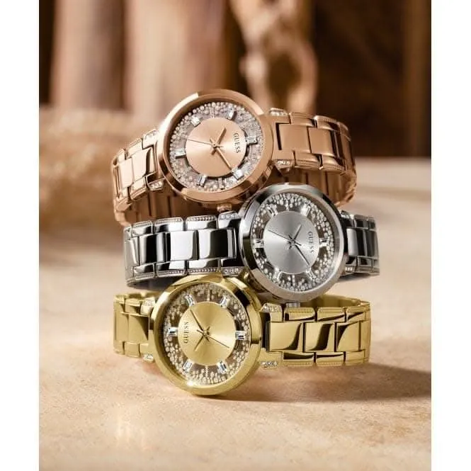 Guess Ladies Crystal Clear Stainless Steel Rose Gold Watch GW0470L3
