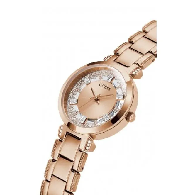 Guess Ladies Crystal Clear Stainless Steel Rose Gold Watch GW0470L3