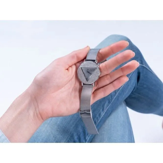 Guess Ladies Iconic Stainless Steel Mesh Silver Watch GW0477L1