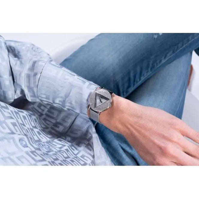 Guess Ladies Iconic Stainless Steel Mesh Silver Watch GW0477L1
