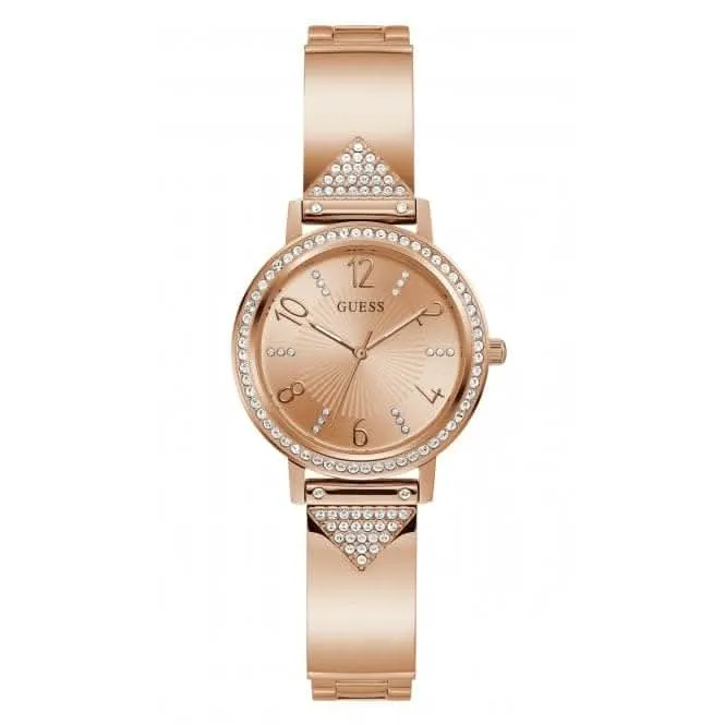 Guess Ladies Tri Luxe Stainless Steel Rose Gold Watch GW0474L3