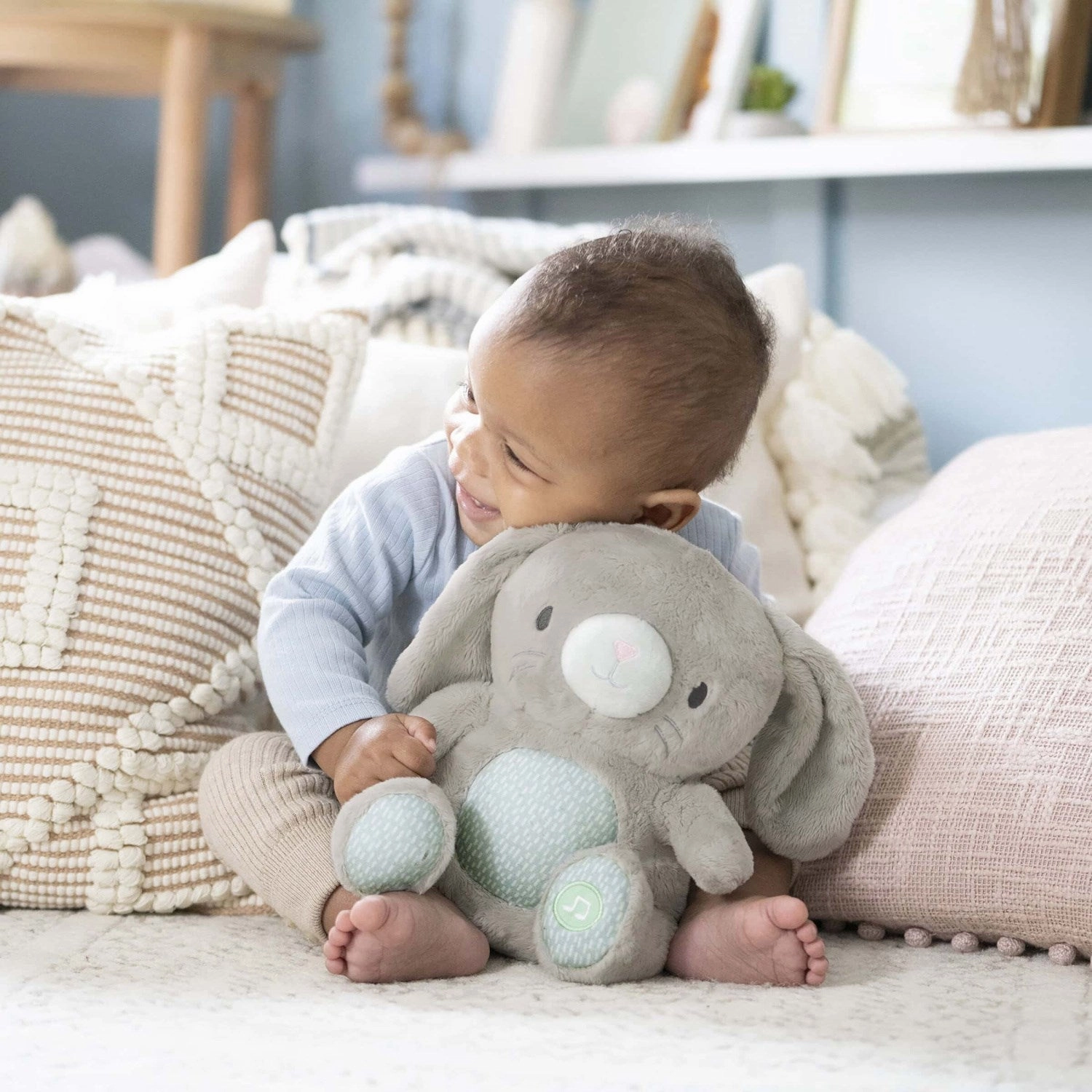 Ingenuity Grey Heart To Hugs Sylvi Bunny Teddy With Heart Sound And Light