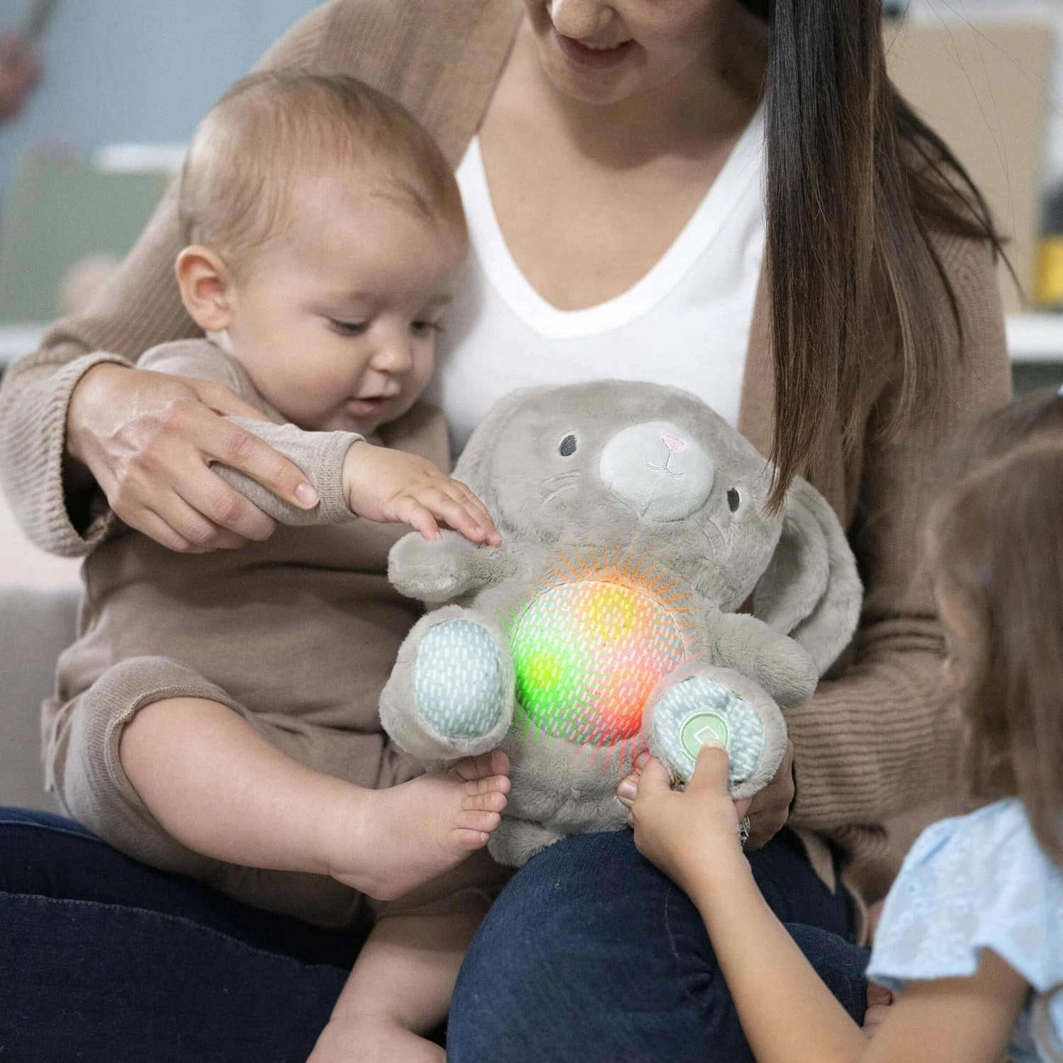 Ingenuity Grey Heart To Hugs Sylvi Bunny Teddy With Heart Sound And Light