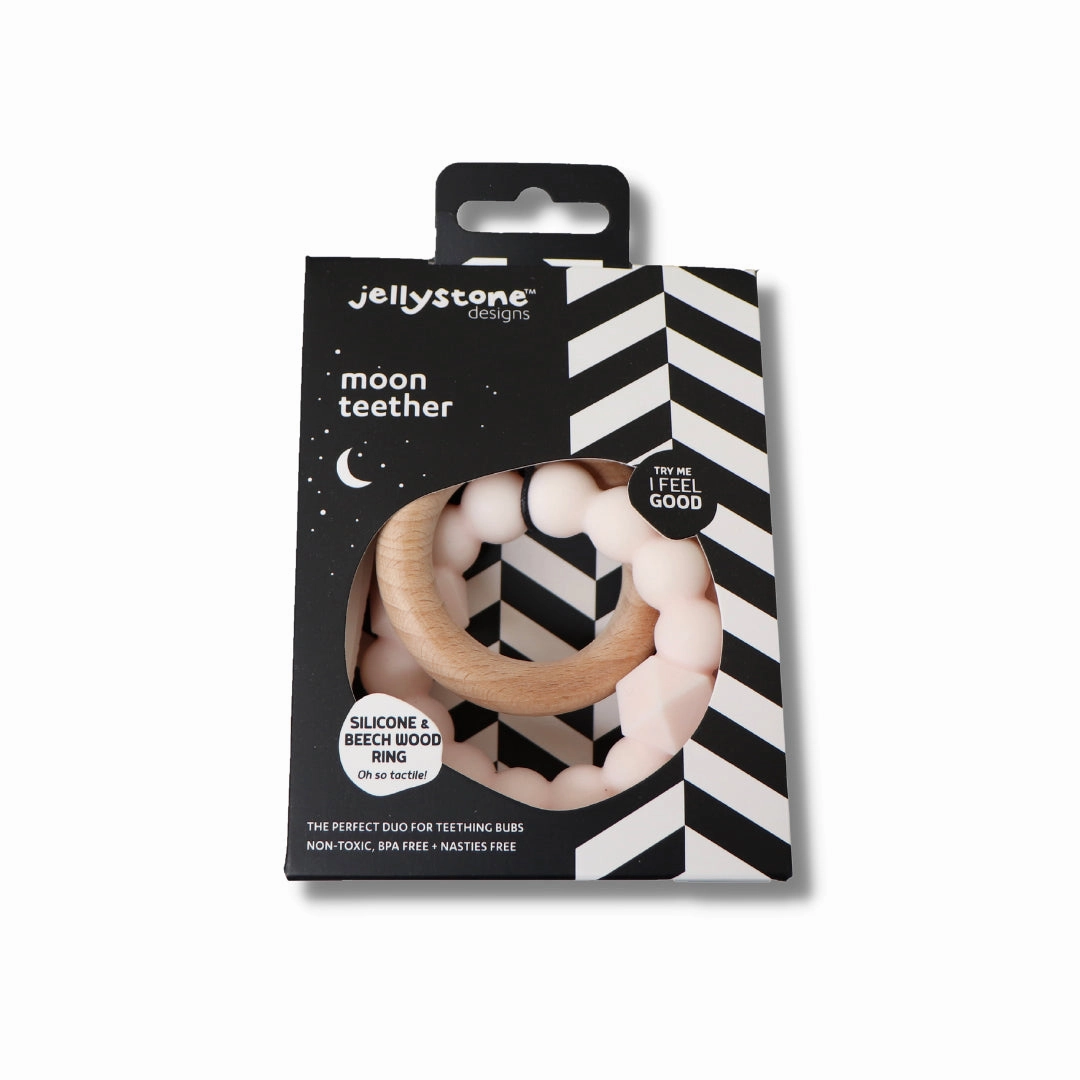 Jellystone Designs Moon Baby Teether - Blush