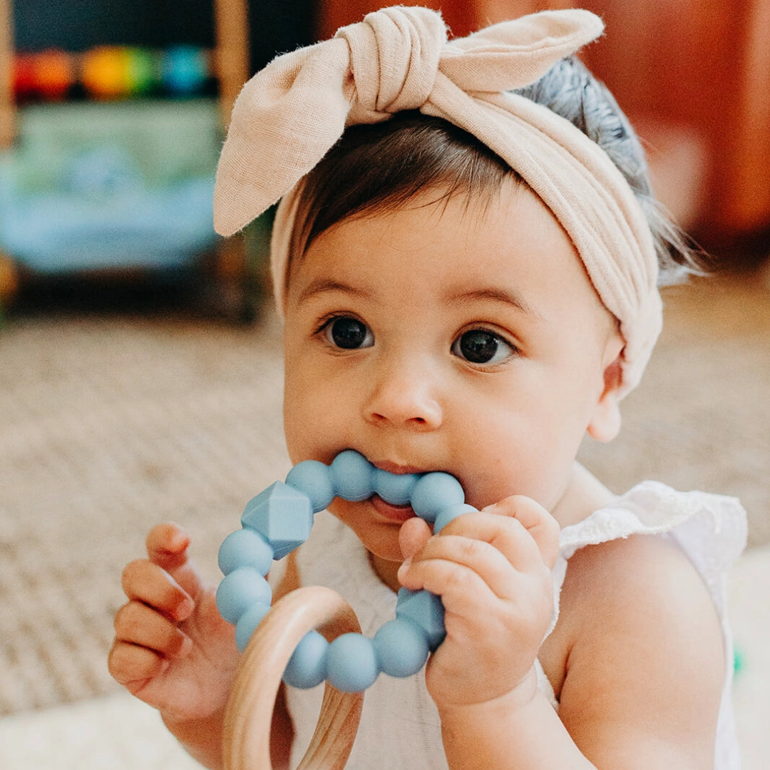 Jellystone Designs Moon Baby Teether - Dusty Pink