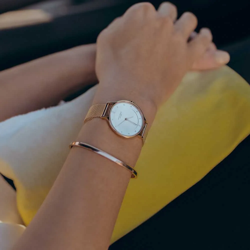 Jewelry Aries Watches ARIES GOLD ENCHANT GOLD STAINLESS STEEL L 5033Z G-W MESH STRAP WOMEN'S WATCH