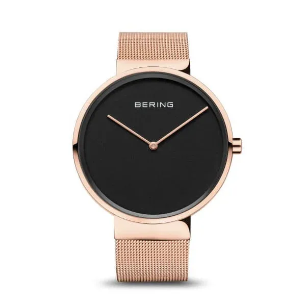 Jewelry Bering Watches Bering - Classic Collection Unisex Rose Gold Case Black Dial
