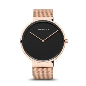 Jewelry Bering Watches Bering - Classic Collection Unisex Rose Gold Case Black Dial