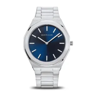 Jewelry Bering Watches Bering - Classic Polished/Brushed Silver 41mm Blue Dial Mens Watch