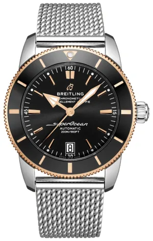 Jewelry Breitling Watches Breitling Superocean Heritage Automatic Chronometer Stainless Steel & 18k Rose Gold Black Dial Date Divers Mens Watch Special Edition UB2010121B1A1