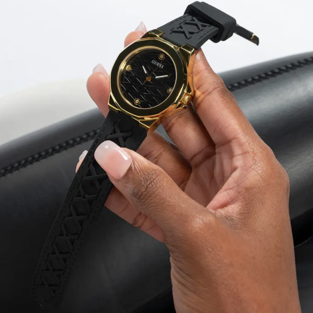 Jewelry Guess Watches Guess Analog Black Silicone Strap Women Watch GW0599L2