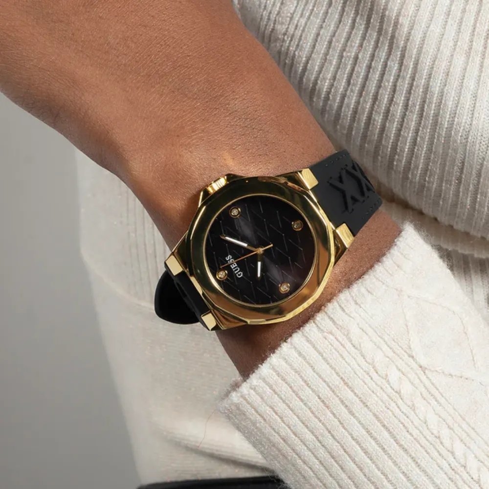 Jewelry Guess Watches Guess Analog Black Silicone Strap Women Watch GW0599L2