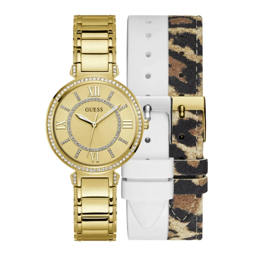 Jewelry Guess Watches Guess Analog Gold Dial & Stainless Steel Strap Women Watch GW0588L1