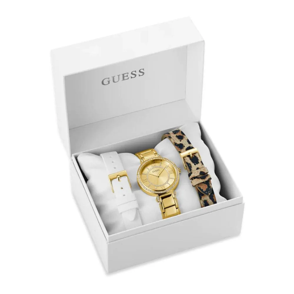 Jewelry Guess Watches Guess Analog Gold Dial & Stainless Steel Strap Women Watch GW0588L1