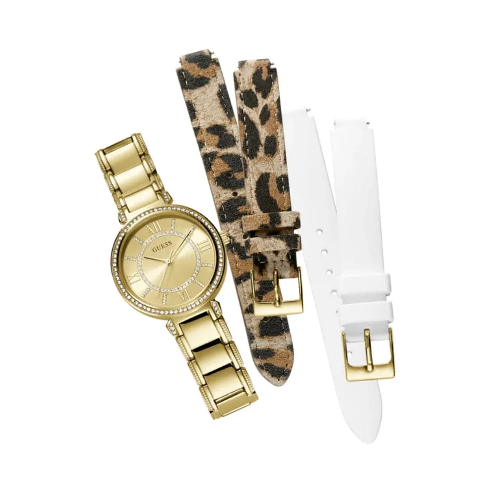 Jewelry Guess Watches Guess Analog Gold Dial & Stainless Steel Strap Women Watch GW0588L1
