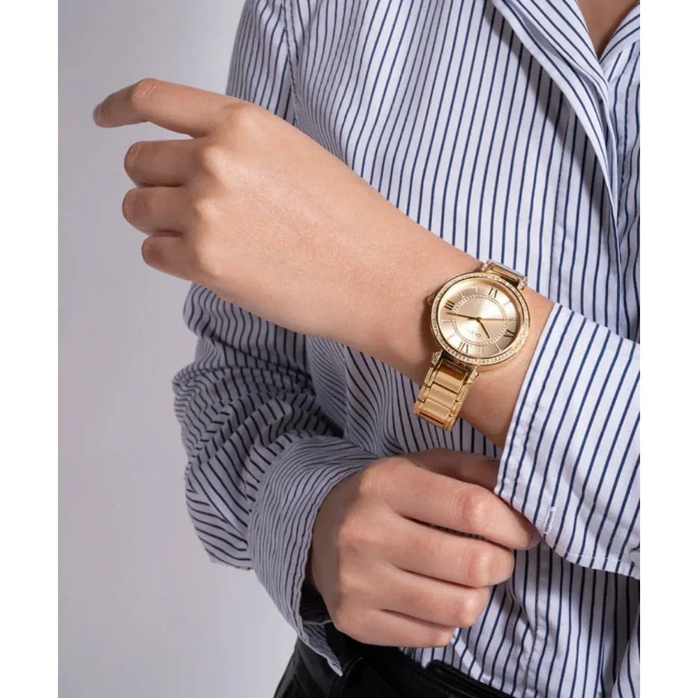 Jewelry Guess Watches Guess Analog Gold Dial & Stainless Steel Strap Women Watch GW0588L1