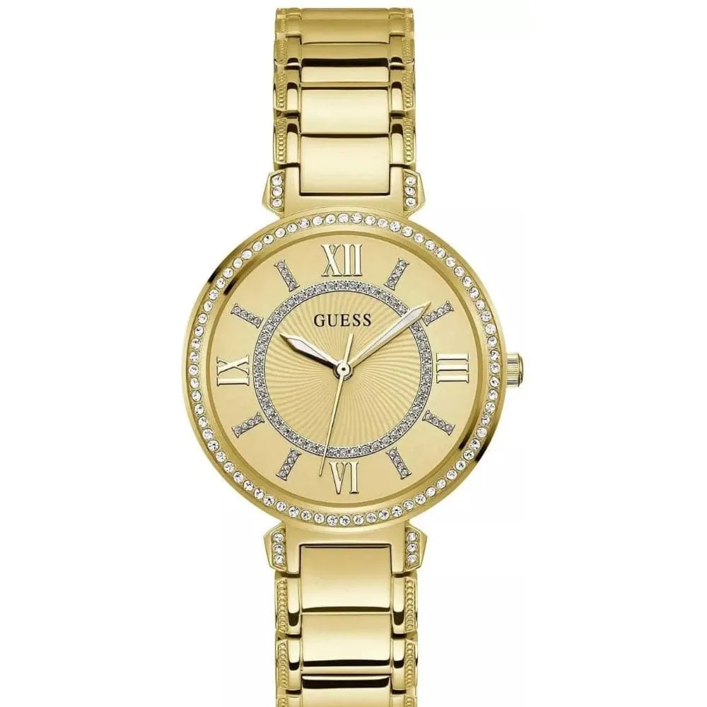 Jewelry Guess Watches Guess Analog Gold Dial & Stainless Steel Strap Women Watch GW0588L1