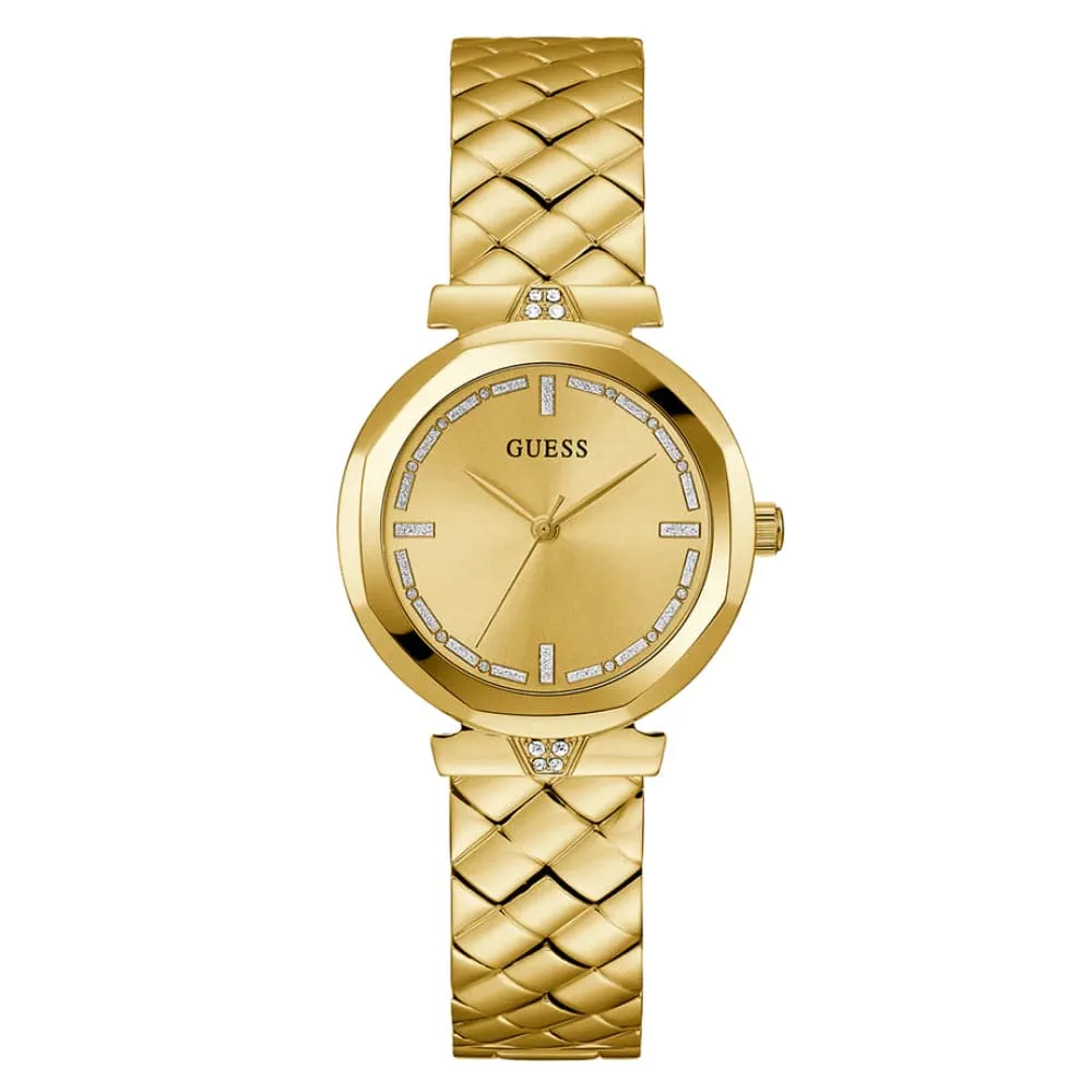 Jewelry Guess Watches Guess Analog Gold Dial Stainless Steel Strap Women Watch GW0613L2