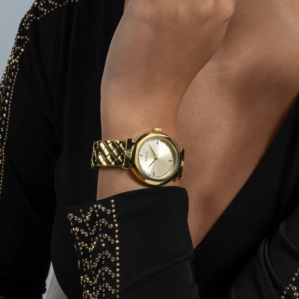 Jewelry Guess Watches Guess Analog Gold Dial Stainless Steel Strap Women Watch GW0613L2