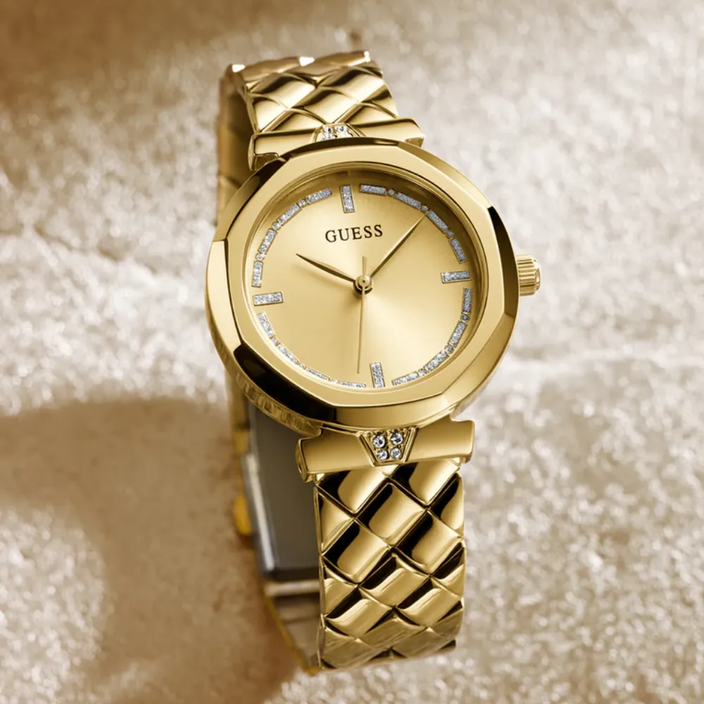Jewelry Guess Watches Guess Analog Gold Dial Stainless Steel Strap Women Watch GW0613L2