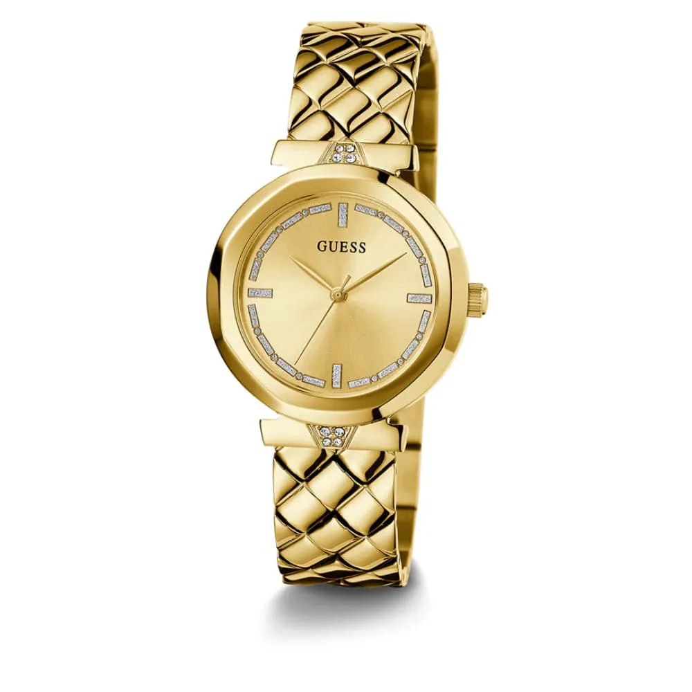 Jewelry Guess Watches Guess Analog Gold Dial Stainless Steel Strap Women Watch GW0613L2