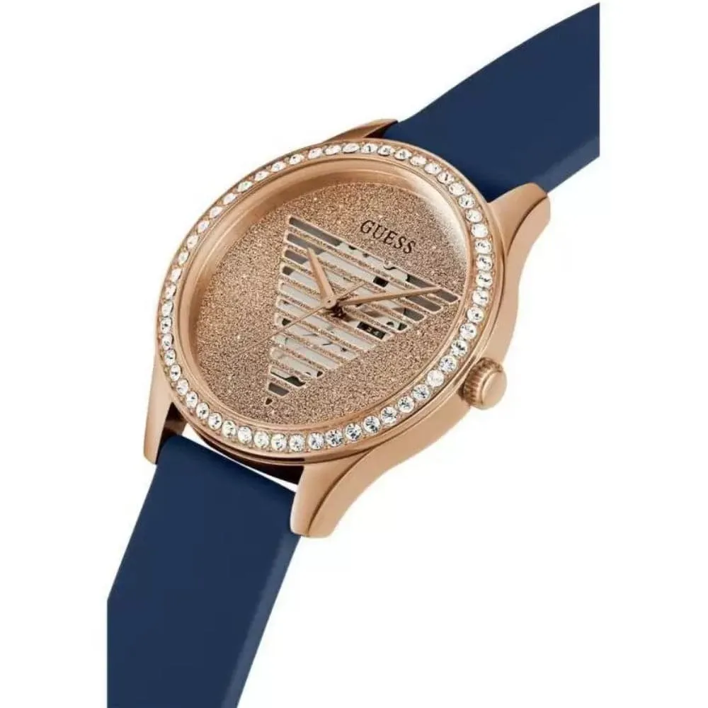 Jewelry Guess Watches Guess Analog Quartz Blue Silicone Strap Women Watch GW0530L3