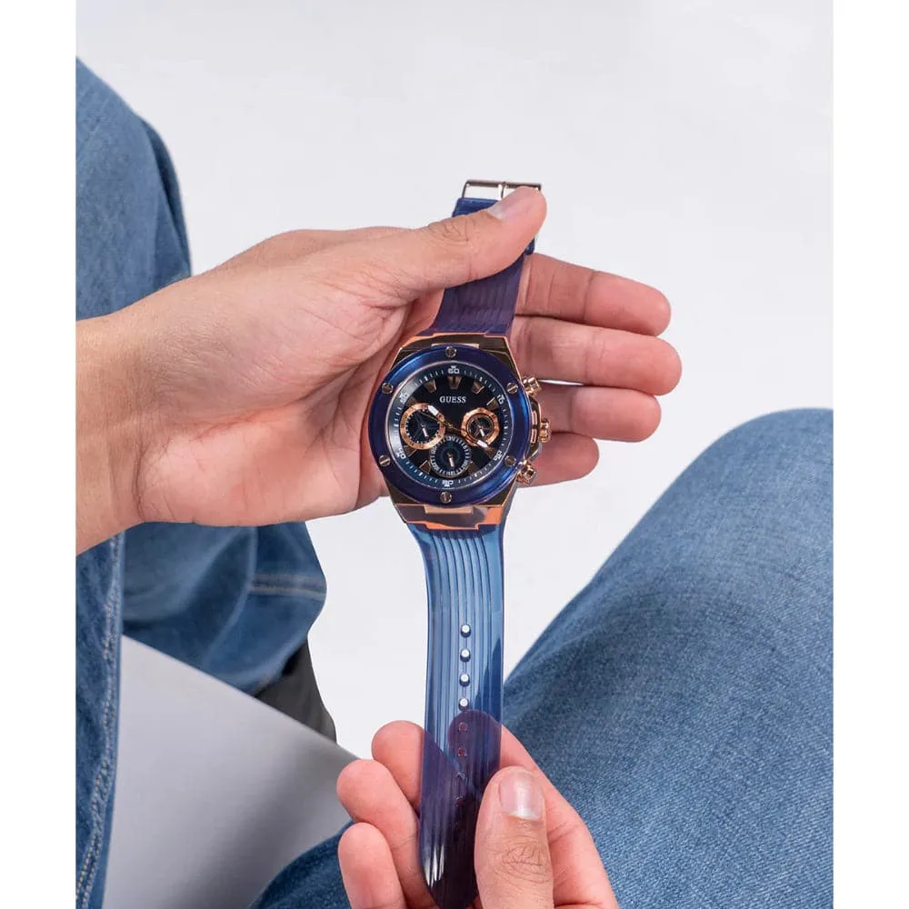 Jewelry Guess Watches Guess Chronograph Blue Dial & Silicone Strap Men Watch GW0425G3