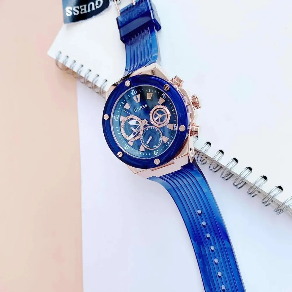 Jewelry Guess Watches Guess Chronograph Blue Dial & Silicone Strap Men Watch GW0425G3