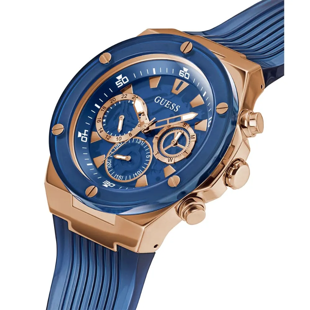 Jewelry Guess Watches Guess Chronograph Blue Dial & Silicone Strap Men Watch GW0425G3