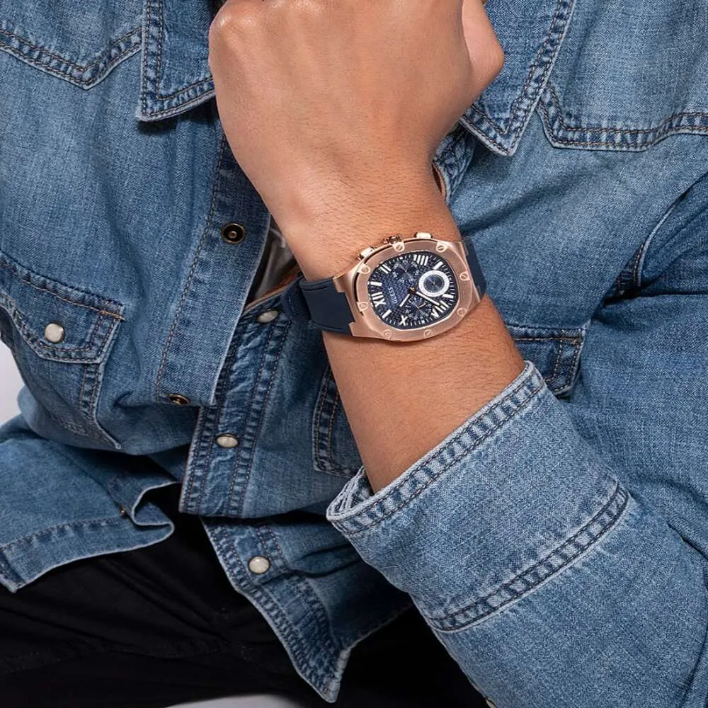 Jewelry Guess Watches Guess Chronograph Blue Dial Silicone Strap Men Watch GW0571G2