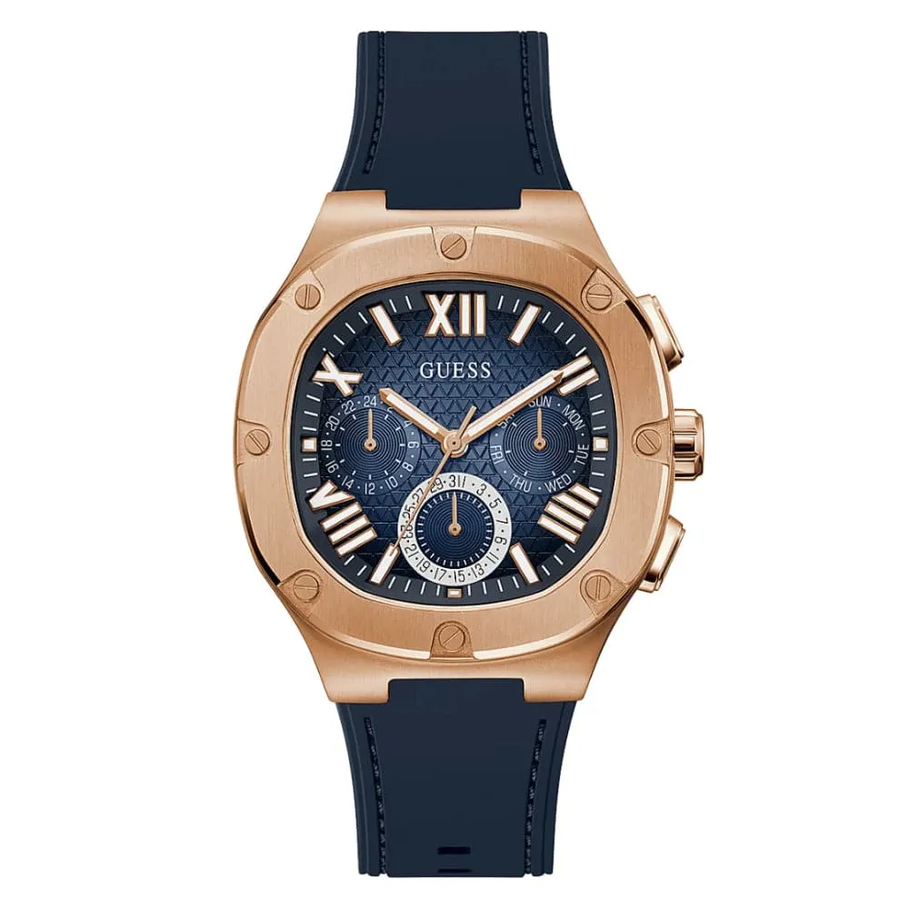Jewelry Guess Watches Guess Chronograph Blue Dial Silicone Strap Men Watch GW0571G2