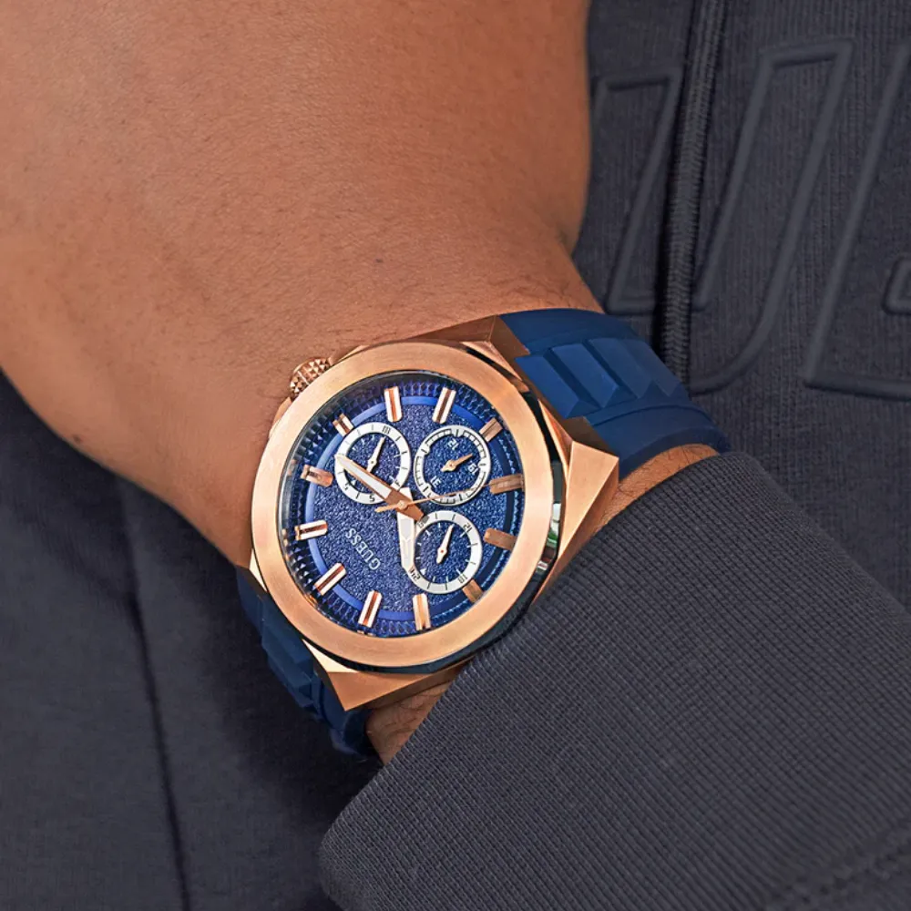 Jewelry Guess Watches Guess Chronograph Blue Silicone Strap Men Watch GW0799G2