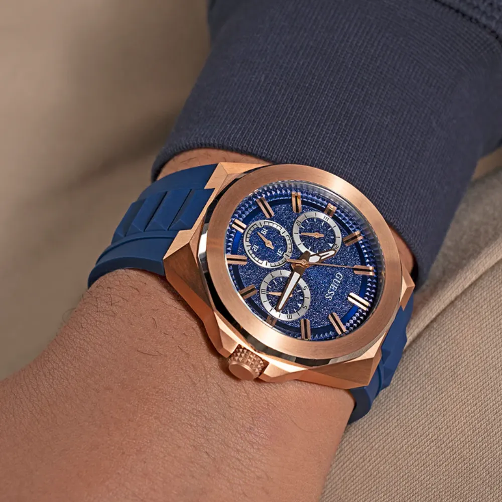 Jewelry Guess Watches Guess Chronograph Blue Silicone Strap Men Watch GW0799G2
