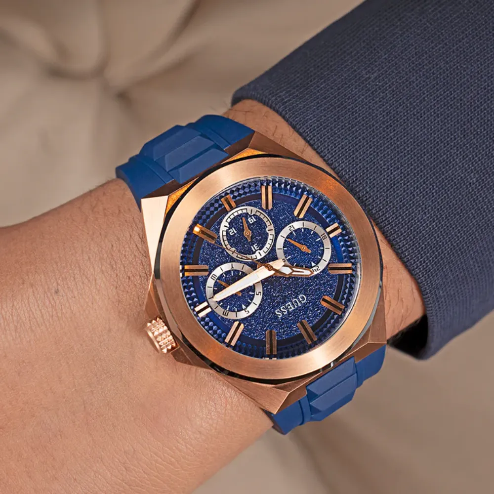 Jewelry Guess Watches Guess Chronograph Blue Silicone Strap Men Watch GW0799G2