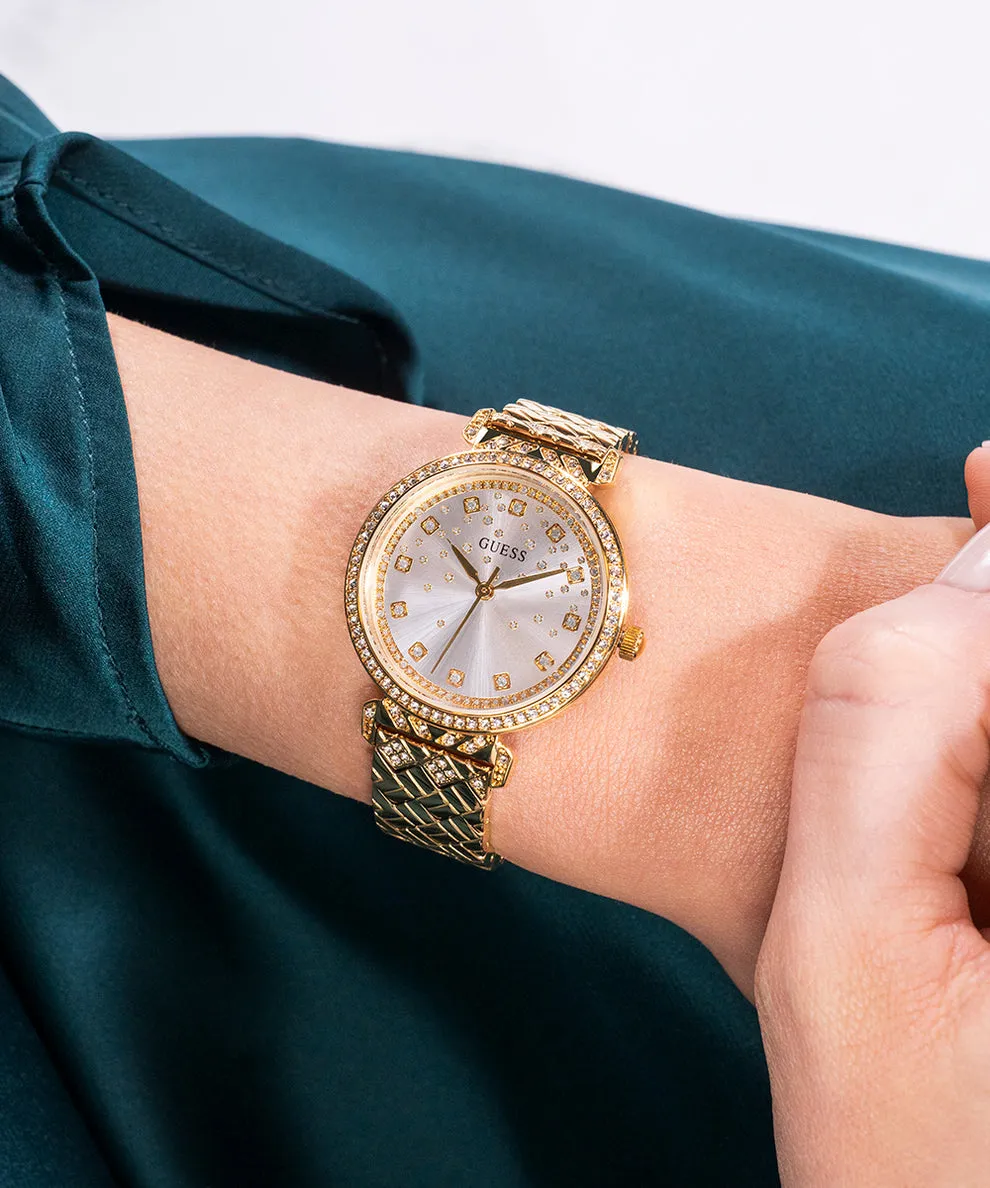 Jewelry Guess Watches GUESS GLITZ DIAL GOLD QUILTED BRACELET WATCH GW0763L2