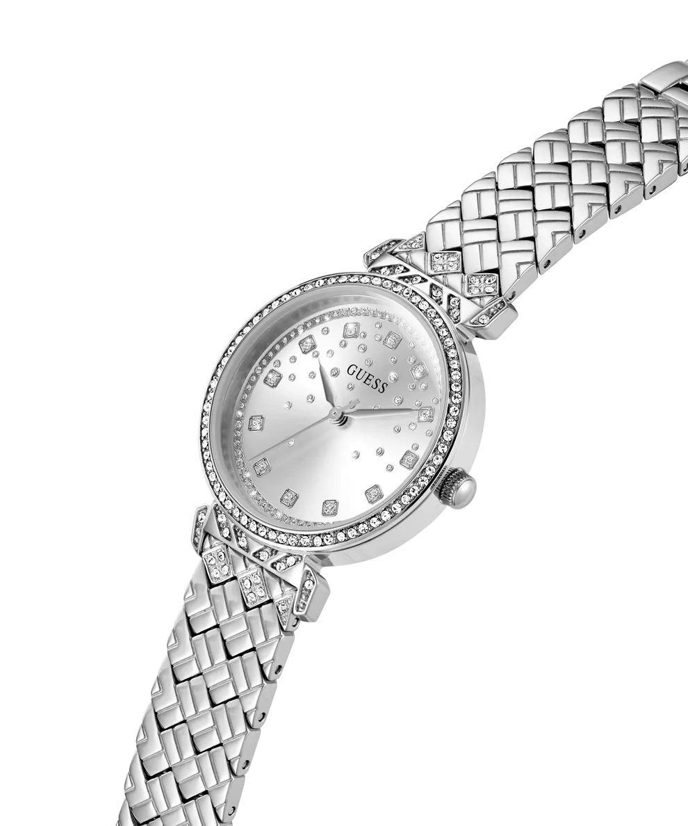Jewelry Guess Watches GUESS GLITZ DIAL SILVER QUILTED BRACELET WATCH GW0763L1