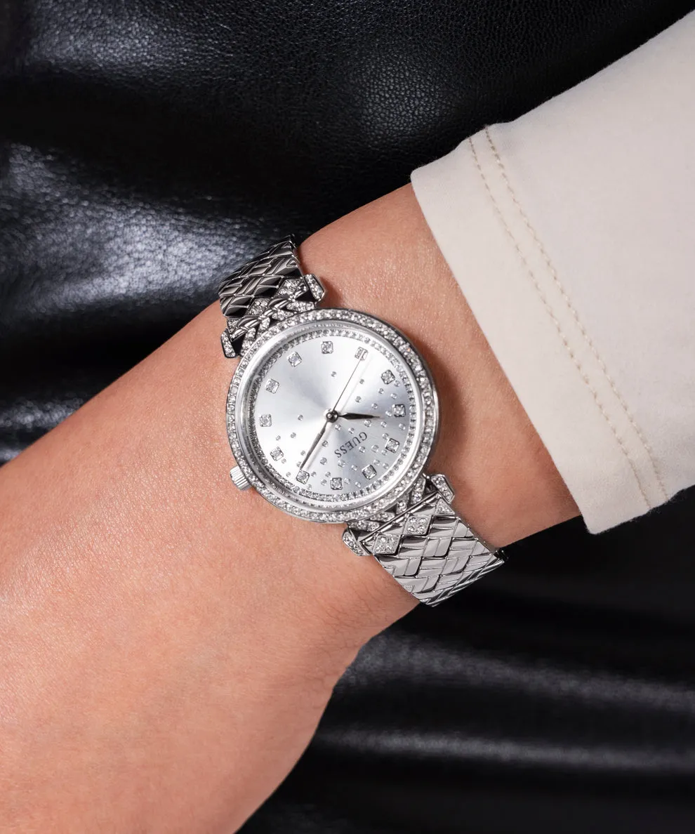 Jewelry Guess Watches GUESS GLITZ DIAL SILVER QUILTED BRACELET WATCH GW0763L1