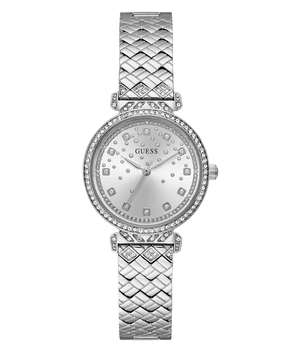 Jewelry Guess Watches GUESS GLITZ DIAL SILVER QUILTED BRACELET WATCH GW0763L1