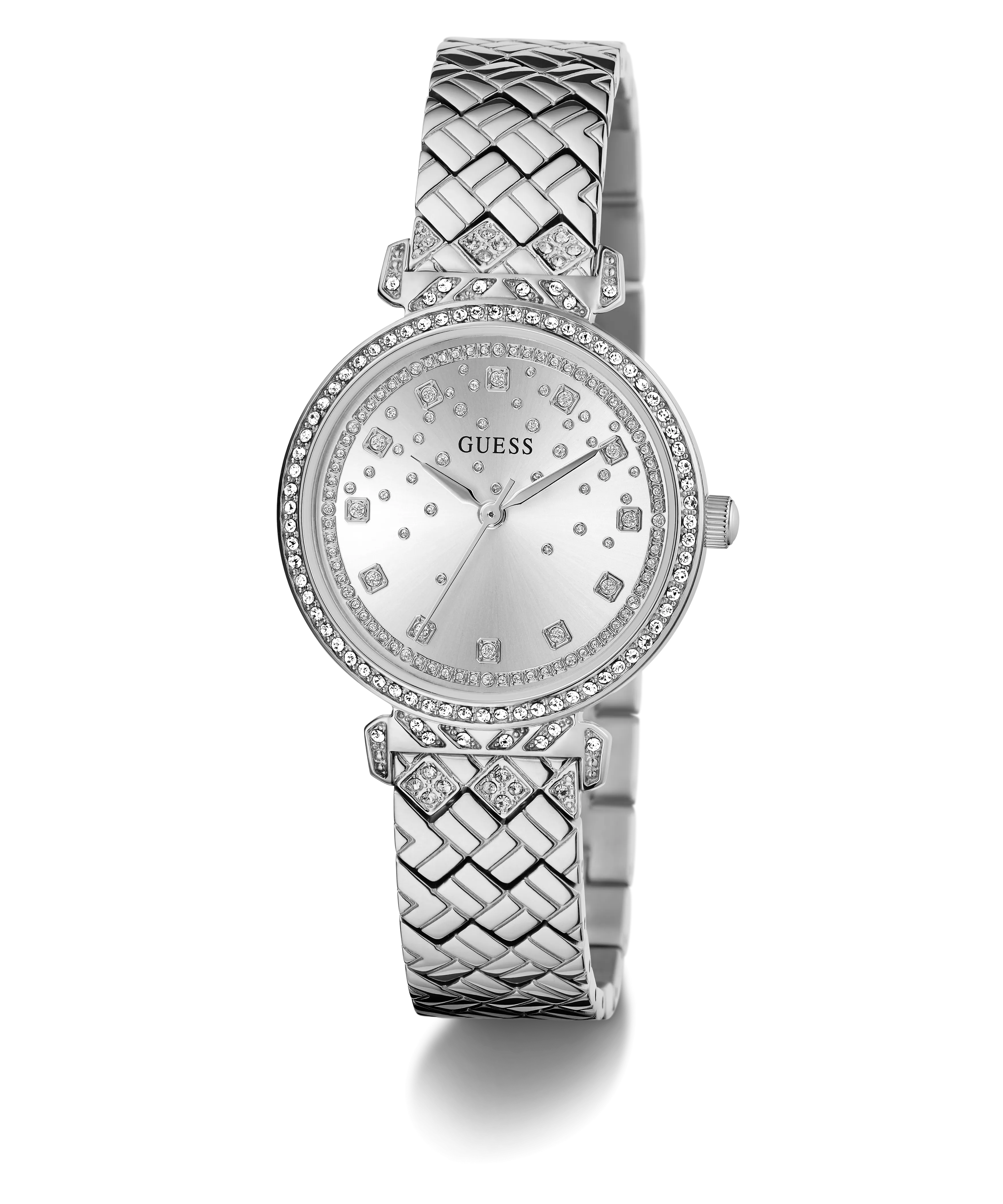 Jewelry Guess Watches GUESS GLITZ DIAL SILVER QUILTED BRACELET WATCH GW0763L1