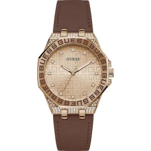 Jewelry Guess Watches Guess Insignia Brown Dial And Leather Strap Women Watch GW0547L2