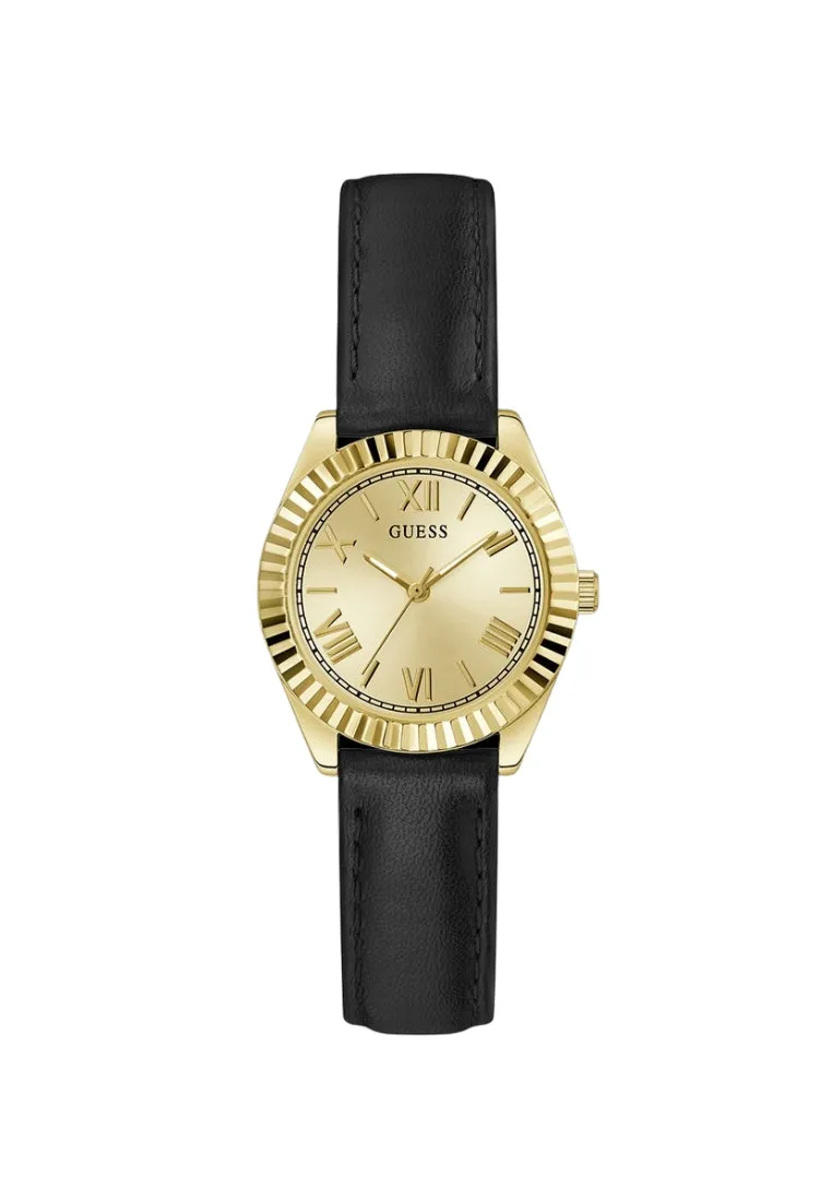 Jewelry Guess Watches Guess Ladies Black Gold Tone Analog Leather Watch GW0761L1