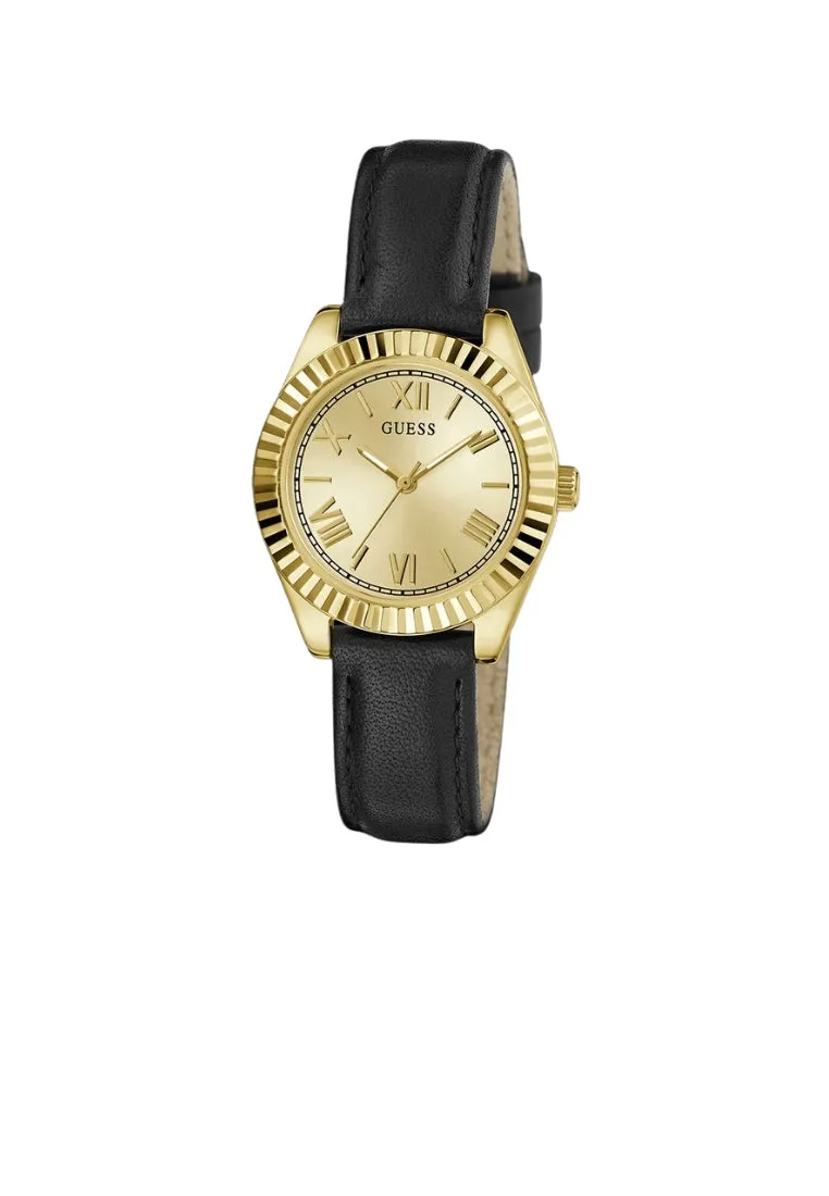 Jewelry Guess Watches Guess Ladies Black Gold Tone Analog Leather Watch GW0761L1