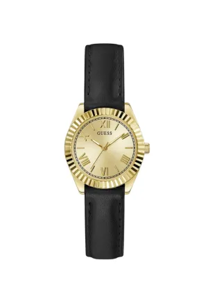 Jewelry Guess Watches Guess Ladies Black Gold Tone Analog Leather Watch GW0761L1