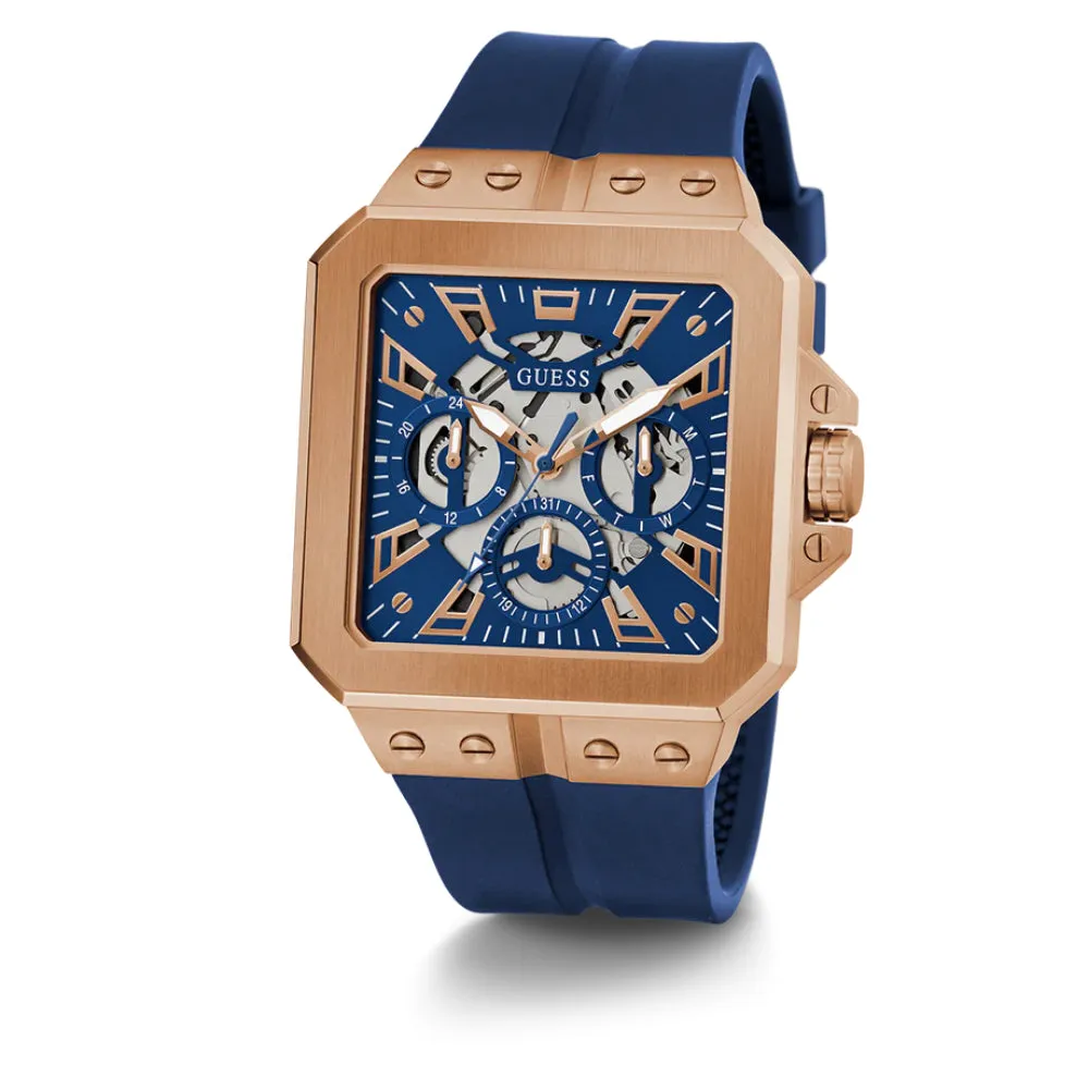 Jewelry Guess Watches Guess Multifunction Blue Silicone Strap Men Watch GW0637G3