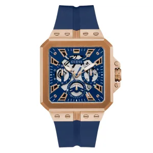 Jewelry Guess Watches Guess Multifunction Blue Silicone Strap Men Watch GW0637G3