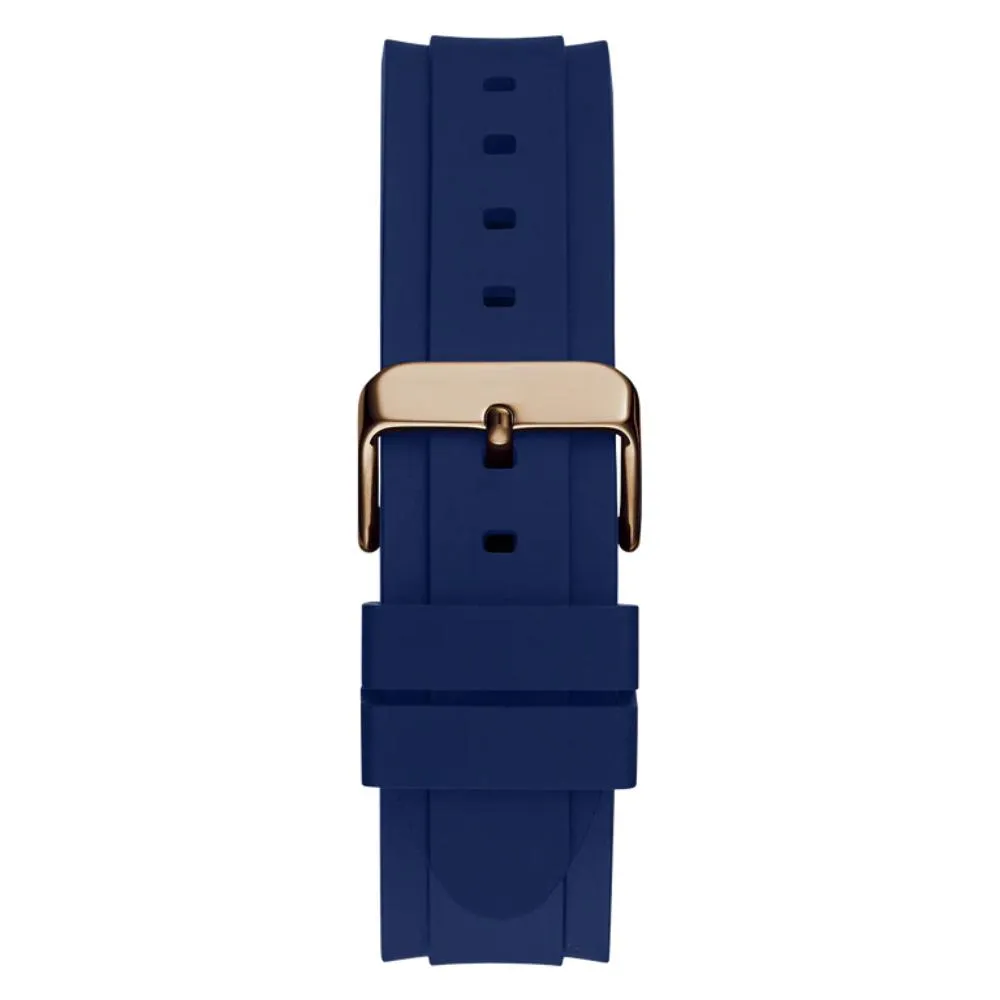 Jewelry Guess Watches Guess Rose Gold Tone Multi-function Blue Silicone Men's Watch GW0708G3